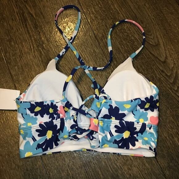 Splendid Room To Bloom Blue Floral Racerback Bikini Top Size Small NWT - Picture 4 of 7